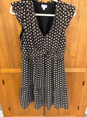 J. Crew Black Dress with Blush Floral Print